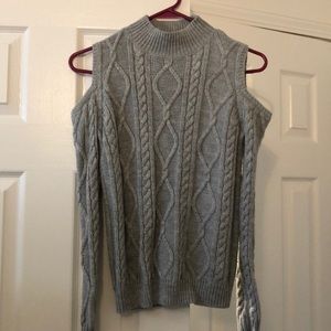 Gray Cold Shoulder Sweater